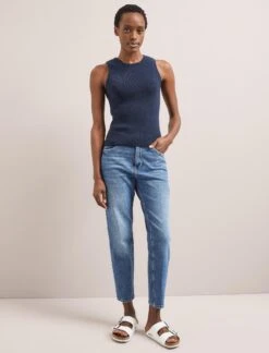 Tammy Cotton Blend Vest - Navy -The Modern Femme Sales SU24 K150 TAMMY NAVY LS 1798