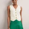 Wesley Cotton Blend V Neck Waistcoat - Cream -The Modern Femme Sales SU24 K176 WESLEY CREAM LS 2563
