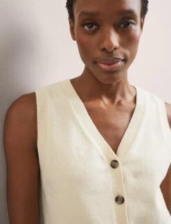 Wesley Cotton Blend V Neck Waistcoat - Cream -The Modern Femme Sales SU24 K176 WESLEY CREAM LS 2576