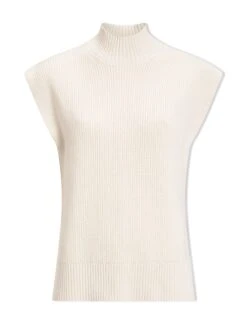 Janice Cotton Blend Funnel Neck Sleeveless Jumper - Cream -The Modern Femme Sales SU24 K177 JANICE CREAM CO