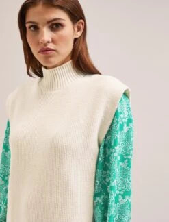 Janice Cotton Blend Funnel Neck Sleeveless Jumper - Cream -The Modern Femme Sales SU24 K177 JANICE CREAM LS 1325