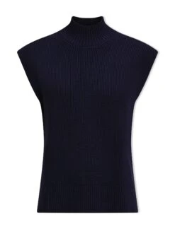 Janice Cotton Blend Funnel Neck Sleeveless Jumper - Navy -The Modern Femme Sales SU24 K177 JANICE NAVY CO