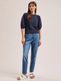 Amalie Linen Blend Jumper - Navy -The Modern Femme Sales SU24 K184 AMALIE NAVY LS 1661