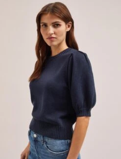 Amalie Linen Blend Jumper - Navy -The Modern Femme Sales SU24 K184 AMALIE NAVY LS 1693