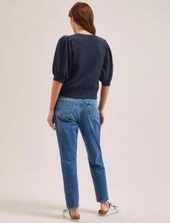 Amalie Linen Blend Jumper - Navy -The Modern Femme Sales SU24 K184 AMALIE NAVY LS 1710