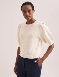Amalie Linen Blend Jumper - Oatmeal -The Modern Femme Sales SU24 K184 AMALIE OATMEAL LS 1409