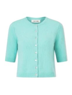 Clara Cashmere Cardigan - Spearmint -The Modern Femme Sales SU24 K189 CLARA SPEARMINT CO