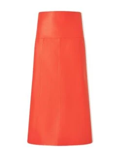 Tiana Leather Midi Skirt - Orange -The Modern Femme Sales SU24 SK119 TIANA ORANGE CO