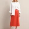 Tiana Leather Midi Skirt - Orange -The Modern Femme Sales SU24 SK119 TIANA ORANGE LS 26784