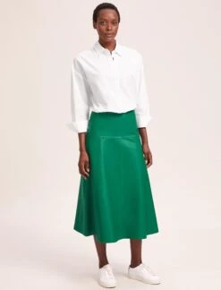 Sierra Leather A Line Maxi Skirt - Emerald Green -The Modern Femme Sales SU24 SK166 SIERRA EMERALDGREEN LS 41860