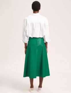 Sierra Leather A Line Maxi Skirt - Emerald Green -The Modern Femme Sales SU24 SK166 SIERRA EMERALDGREEN LS 41876