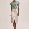 Robyn Leather Midi Skirt - Light Gold -The Modern Femme Sales SU24 SK184 ROBYN LIGHTGOLD LS 1066