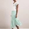 Sedra Gold Metallic Fil Coupé Maxi Skirt - Pale Green Carnation Print -The Modern Femme Sales SU24 SK188 SEDRA PALEGREENCARNATIONPRINT LS 347