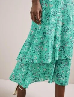 Lotta Cotton Blend Maxi Skirt - Green White Palm Floral -The Modern Femme Sales SU24 SK189 LOTTA GREENWHITEPALMFLORALPRINT LS 129