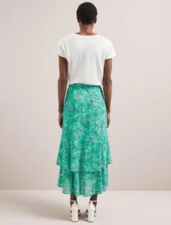 Lotta Cotton Blend Maxi Skirt - Green White Palm Floral -The Modern Femme Sales SU24 SK189 LOTTA GREENWHITEPALMFLORALPRINT LS 146