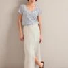 Safia Techni Linen Midi Skirt - Cream -The Modern Femme Sales SU24 SK190 SAFIA CREAM LS 0180