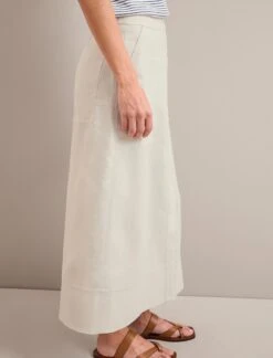 Safia Techni Linen Midi Skirt - Cream -The Modern Femme Sales SU24 SK190 SAFIA CREAM LS 0213