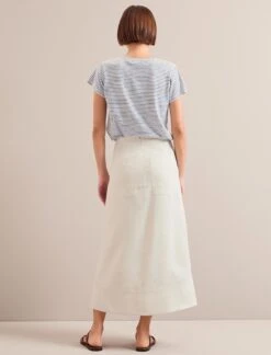 Safia Techni Linen Midi Skirt - Cream -The Modern Femme Sales SU24 SK190 SAFIA CREAM LS 0220