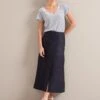 Safia Techni Linen Midi Skirt - Navy -The Modern Femme Sales SU24 SK190 SAFIA NAVY LS 24987