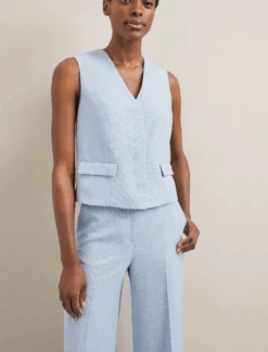 Tyler Linen Blend Wide Leg Trouser - Pale Blue -The Modern Femme Sales SU24 TR97 TYLER PALEBLUE LS 1149