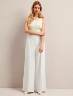 Tyler Linen Blend Wide Leg Trouser - Pearl -The Modern Femme Sales SU24 TR97 TYLER PEARL LS 25943