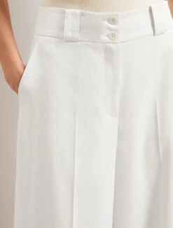 Tyler Linen Blend Wide Leg Trouser - Pearl -The Modern Femme Sales SU24 TR97 TYLER PEARL LS 25963
