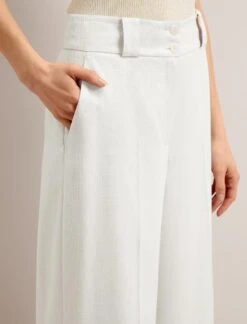 Tyler Linen Blend Wide Leg Trouser - Pearl -The Modern Femme Sales SU24 TR97 TYLER PEARL LS 25976