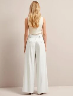 Tyler Linen Blend Wide Leg Trouser - Pearl -The Modern Femme Sales SU24 TR97 TYLER PEARL LS 25999