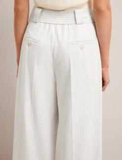 Tyler Linen Blend Wide Leg Trouser - Pearl -The Modern Femme Sales SU24 TR97 TYLER PEARL LS 26002