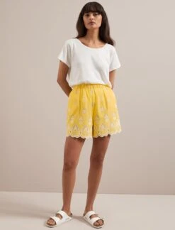 Bonnie Organic Cotton Shorts - Yellow White -The Modern Femme Sales SU24 TR98 BONNIE YELLOWWHITE LS 924