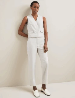 Tatum Linen Blend Easy Waist Trouser - Pearl -The Modern Femme Sales SU24 TR99 TATUM PEARL LS 1336