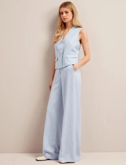 Deacon Linen Blend Waistcoat - Pale Blue -The Modern Femme Sales SU24 W8 DEACON PALEBLUE LS 25735