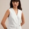 Deacon Linen Blend Waistcoat - Pearl -The Modern Femme Sales SU24 W8 DEACON PEARL LS 0117