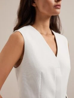 Deacon Linen Blend Waistcoat - Pearl -The Modern Femme Sales SU24 W8 DEACON PEARL LS 0127