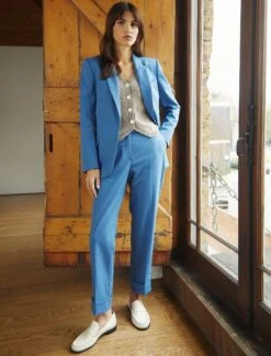 Clement New Wool Turn Up Trouser - Blue