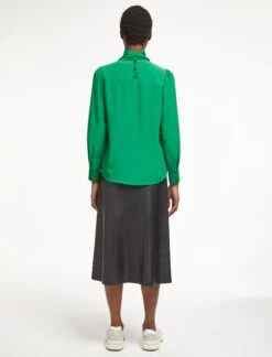 Bianca Blouse With Scarf - Emerald Green -The Modern Femme Sales WI22 B124 BIANCA EMERALDGREEN LS 1841