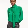 Bianca Blouse With Scarf - Emerald Green