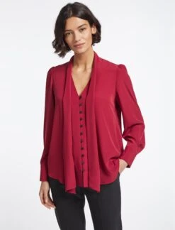 Carla Blouse With Scarf - Red