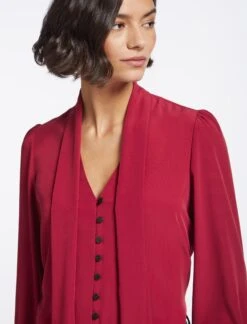 Carla Blouse With Scarf - Red -The Modern Femme Sales WI22 B125 CARLA RED LS 4641