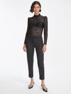 Thalia Lace Blouse - Blue Black -The Modern Femme Sales WI22 B141 THAILA BLUE BLACK LS 1077