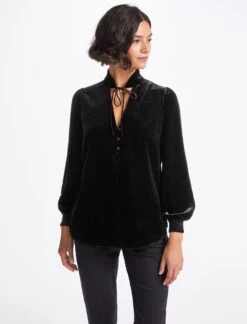 Jacquetta Velvet Blouse - Black -The Modern Femme Sales WI22 B142 JACQUETTA BLACK LS 3733