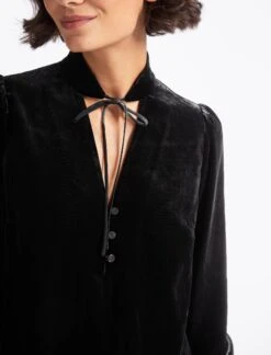 Jacquetta Velvet Blouse - Black -The Modern Femme Sales WI22 B142 JACQUETTA BLACK LS 3746