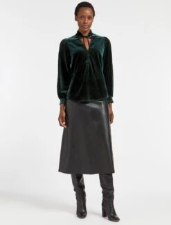Jacquetta Velvet Blouse - Green -The Modern Femme Sales WI22 B142 JACQUETTA GREEN LS 1586