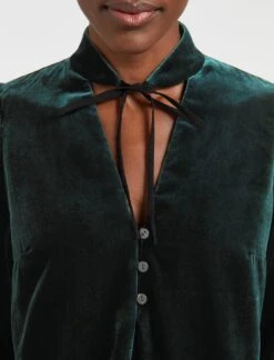 Jacquetta Velvet Blouse - Green -The Modern Femme Sales WI22 B142 JACQUETTA GREEN LS 1628
