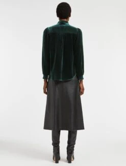 Jacquetta Velvet Blouse - Green -The Modern Femme Sales WI22 B142 JACQUETTA GREEN LS 1634
