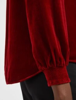 Jacquetta Velvet Blouse - Red -The Modern Femme Sales WI22 B142 JACQUETTA RED LS 1245