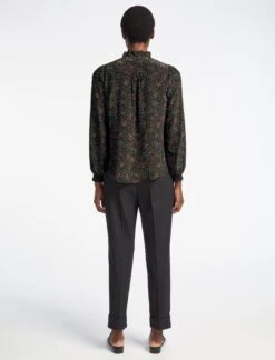 Amelie Silk Blouse - Red Blue Wiggle Print -The Modern Femme Sales WI22 B143 AMELIE REDBLUEWIGGLEPRINTP LS 1902