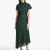 Kayla Lace Asymmetric Dress - Emerald Green Black -The Modern Femme Sales WI22 D342 KAYLA EMERALDGREEN BLACK LS 1604
