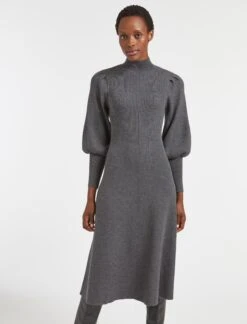 Eva Wool Knit Maxi Dress - Dark Grey -The Modern Femme Sales WI22 D385 EVA DARKGREY LS 2279