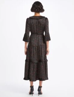 Cordelia V Neck Maxi Dress - Red Blue Wiggle Print -The Modern Femme Sales WI22 D465 CORDELIA RED BLUE WIGGLEPRINT LS 2785